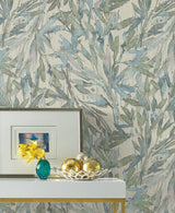 Wallpaper Rainforest Leaves Wallpaper // Blue & Green