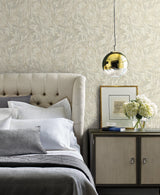 Wallpaper Rainforest Leaves Wallpaper // Cream & Grey