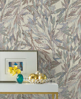 Wallpaper Rainforest Leaves Wallpaper // Lavender & Blue