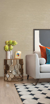Wallpaper Ramie Weave Grasscloth Wallpaper // Tan Metallic