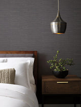 Wallpaper Ribbon Bamboo Wallpaper // Black & Silver Metallic