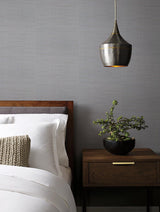 Wallpaper Ribbon Bamboo Wallpaper // Blue & Silver Metallic