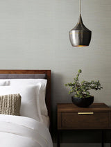 Wallpaper Ribbon Bamboo Wallpaper // White & Silver Metallic