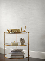 Wallpaper Ribbon Bamboo Wallpaper // White & Silver Metallic