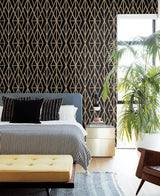 Wallpaper Riviera Bamboo Trellis Wallpaper // Black