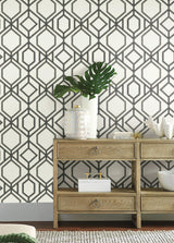 Wallpaper Sawgrass Trellis Wallpaper // White & Grey