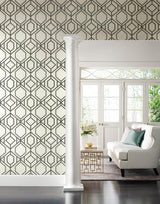 Wallpaper Sawgrass Trellis Wallpaper // White & Grey