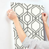 Wallpaper Sawgrass Trellis Wallpaper // White & Grey