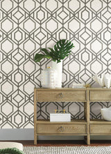 Wallpaper Sawgrass Trellis Wallpaper // White & Taupe