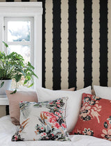 Wallpaper Scalloped Stripe Wallpaper // Black