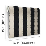 Wallpaper Scalloped Stripe Wallpaper // Black