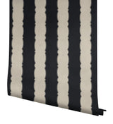 Wallpaper Scalloped Stripe Wallpaper // Black