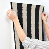 Wallpaper Scalloped Stripe Wallpaper // Black