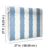 Wallpaper Scalloped Stripe Wallpaper // Blue