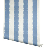 Wallpaper Scalloped Stripe Wallpaper // Blue