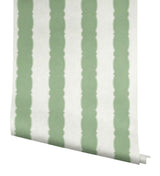 Wallpaper Scalloped Stripe Wallpaper // Green