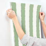 Wallpaper Scalloped Stripe Wallpaper // Green