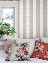 Wallpaper Scalloped Stripe Wallpaper // Grey