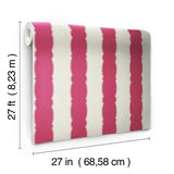 Wallpaper Scalloped Stripe Wallpaper // Red