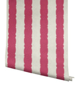 Wallpaper Scalloped Stripe Wallpaper // Red