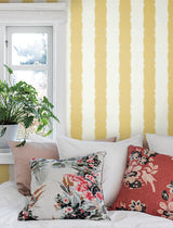 Wallpaper Scalloped Stripe Wallpaper // Yellow