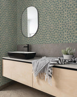 Wallpaper Sculptural Web Wallpaper // Dark Green & Gold
