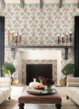 Wallpaper Seaside Jacobean Wallpaper // Green & Red