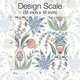 Wallpaper Seaside Jacobean Wallpaper // Pink & Blue