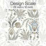 Wallpaper Seaside Jacobean Wallpaper // Taupe & Blue