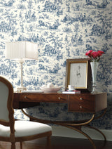 Wallpaper Seasons Toile Wallpaper // Navy
