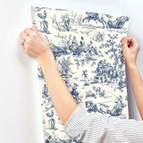 Wallpaper Seasons Toile Wallpaper // Navy