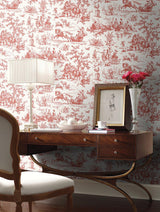 Wallpaper Seasons Toile Wallpaper // Red