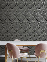 Wallpaper Shell Damask Wallpaper // Black