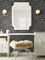 Wallpaper Shell Damask Wallpaper // Black