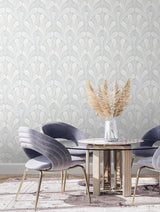 Wallpaper Shell Damask Wallpaper // Blue