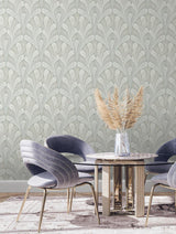 Wallpaper Shell Damask Wallpaper // Green