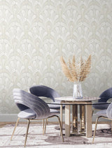 Wallpaper Shell Damask Wallpaper // Grey