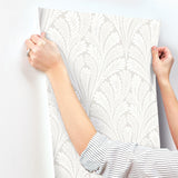 Wallpaper Shell Damask Wallpaper // Neutral & Pearl