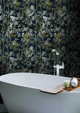 Wallpaper Shimmering Foliage Wallpaper // Black