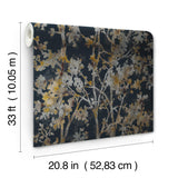 Wallpaper Shimmering Foliage Wallpaper // Black