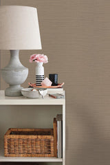 Wallpaper Shining Sisal Grasscloth Wallpaper // Beige Metallic