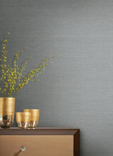 Wallpaper Shining Sisal Grasscloth Wallpaper // Blue & Silver