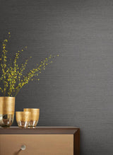Wallpaper Shining Sisal Grasscloth Wallpaper // Grey Metallic