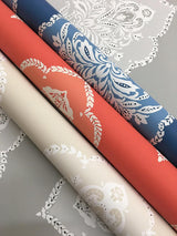 Wallpaper Signet Medallion Damask Wallpaper // Blue