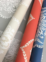 Wallpaper Signet Medallion Damask Wallpaper // Blue