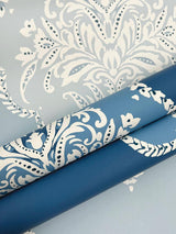 Wallpaper Signet Medallion Damask Wallpaper // Blue