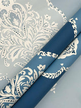 Wallpaper Signet Medallion Damask Wallpaper // Blue