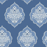 Wallpaper Signet Medallion Damask Wallpaper // Blue