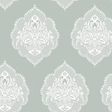 Wallpaper Signet Medallion Damask Wallpaper // Green