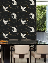 Wallpaper Soaring Cranes Wallpaper // Black & Gold